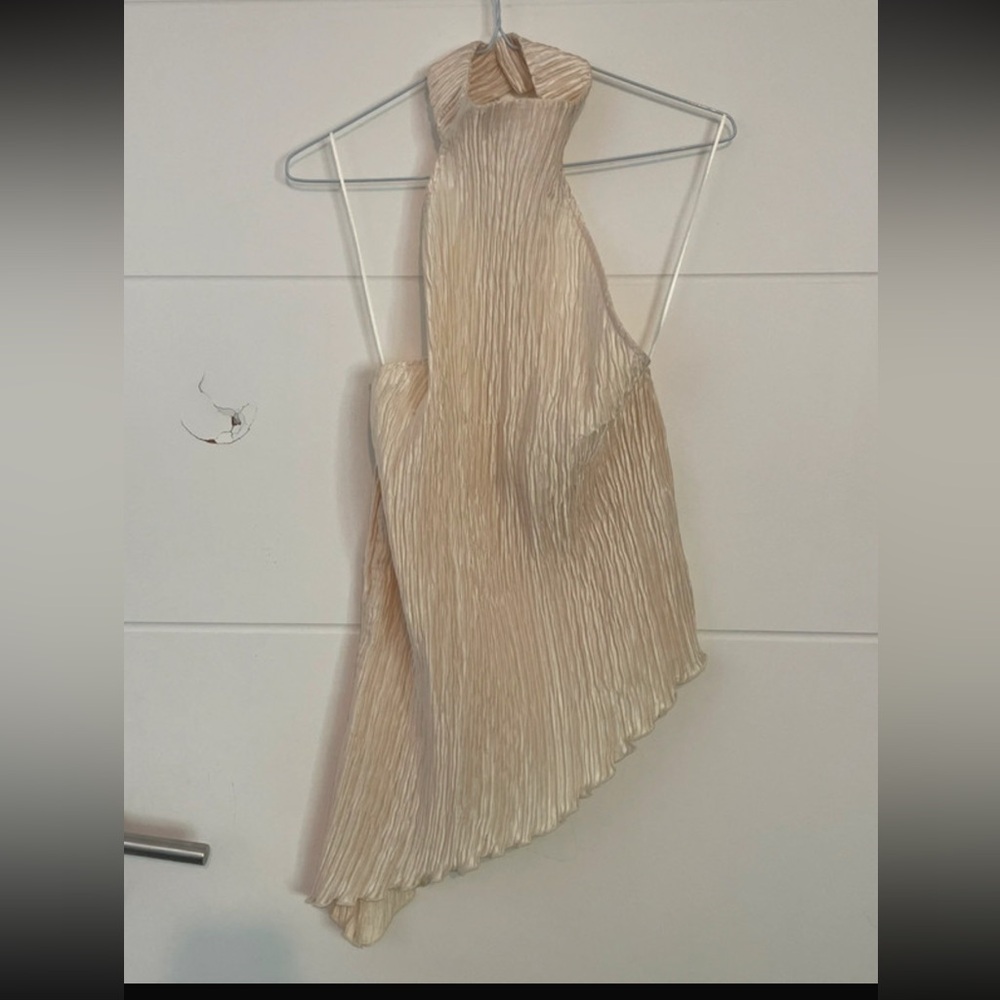 NWT BLOG FAVE ZARA Silk-satin Pleated Pants + top set in Gold/light yellow sizes - Picture 11 of 16